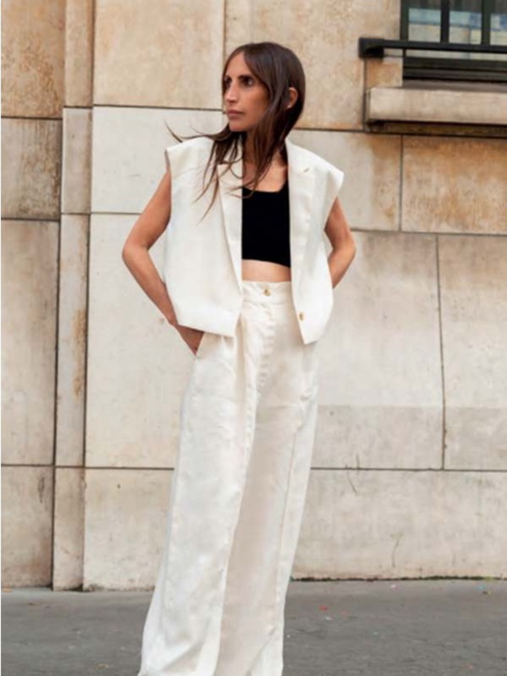 Loulou Studio Neutral Sleeveless Linen-Blend Blazer Vest